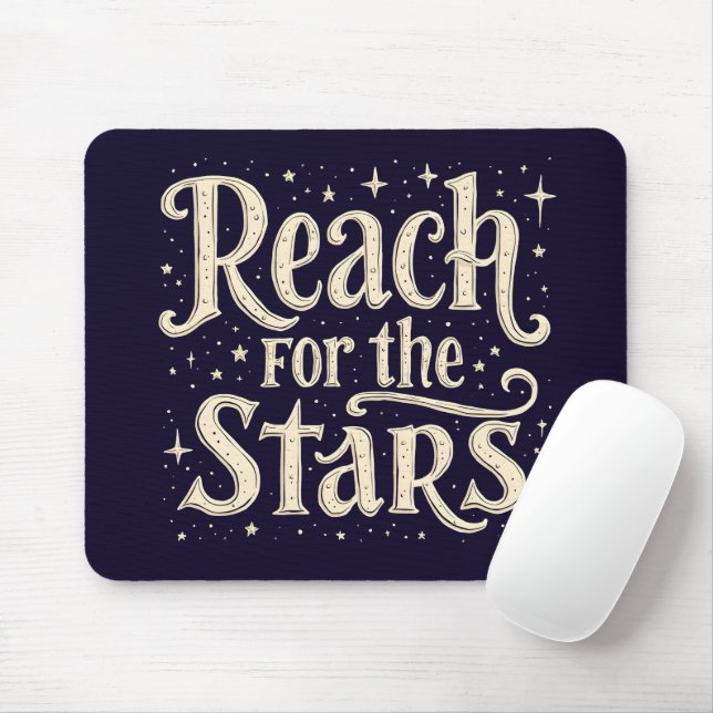 Tapis De Souris Reach for the Stars Celestial Typography Art (Avec souris)