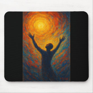 Tapis De Souris “Reaching the Light — Abstract Oil Silhouette”