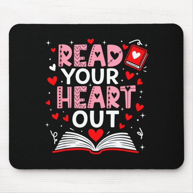 Tapis De Souris Read Your Heart Out Valentine Reading Book Girl Ki (Devant)