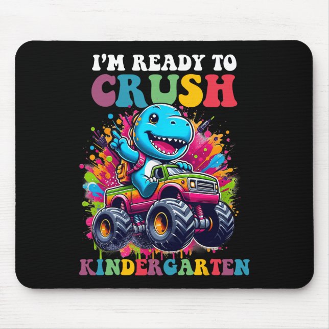 Tapis De Souris Ready To Crush Kindergarten Dinosaur Truck Design  (Devant)
