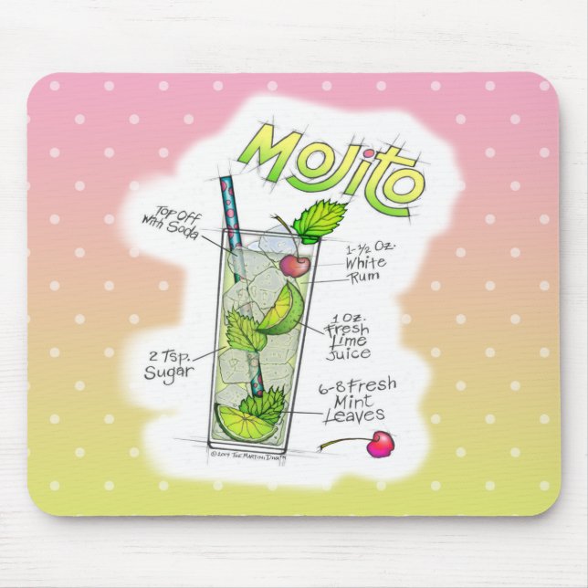 TAPIS DE SOURIS - RECETTE MOJITO COCKTAIL ART (Devant)