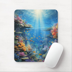 Tapis De Souris Récif de corail sous-marin tropical ensoleillé