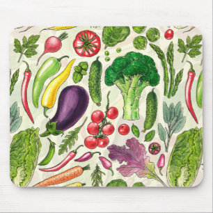 Tapis De Souris Récolte de légumes et d'herbes sur le blanc