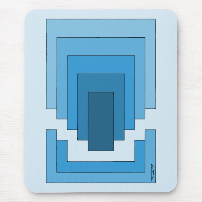 Tapis De Souris Rectangle Abstrait en bleu (Devant)