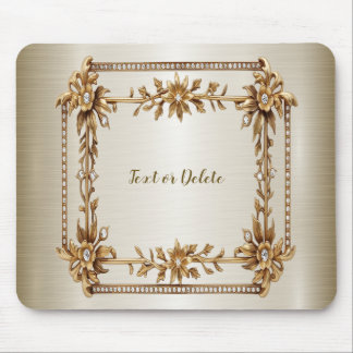 Tapis De Souris Rectangle doré Fleurs Dimonées brillantes