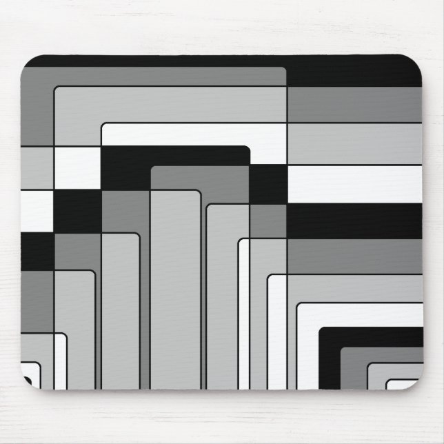 Tapis De Souris Rectangles Abstraites en noir et blanc (Devant)