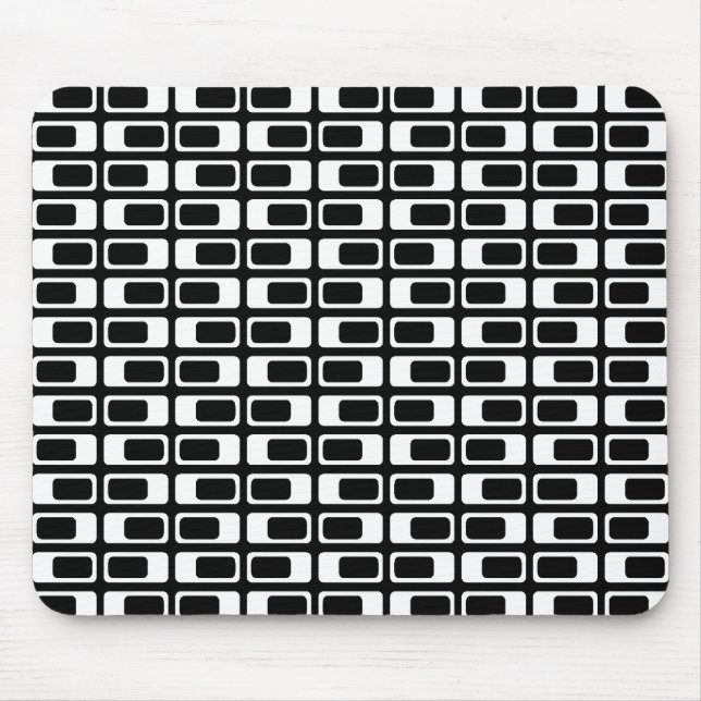 Tapis De Souris Rectangles alternatives (blanc avec noir) (Devant)