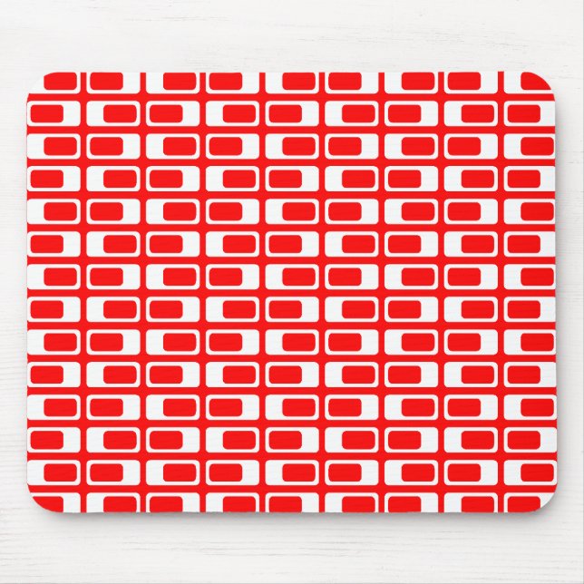 Tapis De Souris Rectangles alternatives (blanc avec rouge) (Devant)