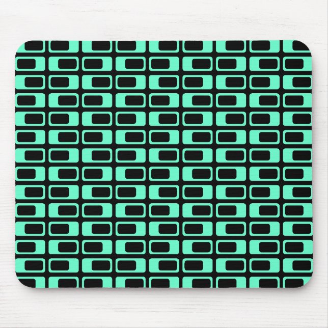 Tapis De Souris Rectangles alternatives (Turquoise avec Noir) (Devant)