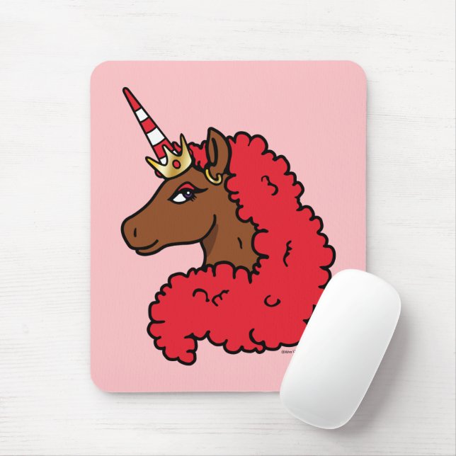 Tapis De Souris Red Afro Unicorn (Avec souris)