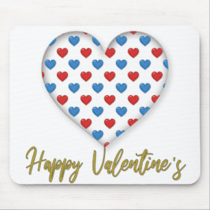 Tapis De Souris Red and Blue Elegant Heart Shape