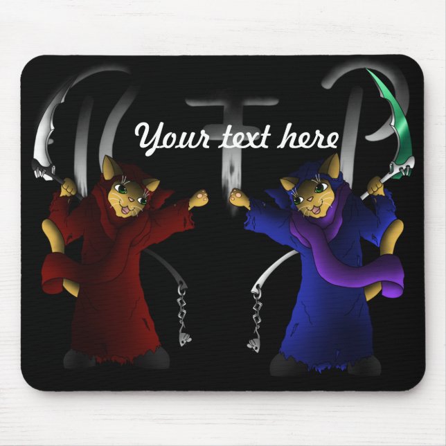 Tapis De Souris Red and Blue Grim Reaper Cats (Devant)