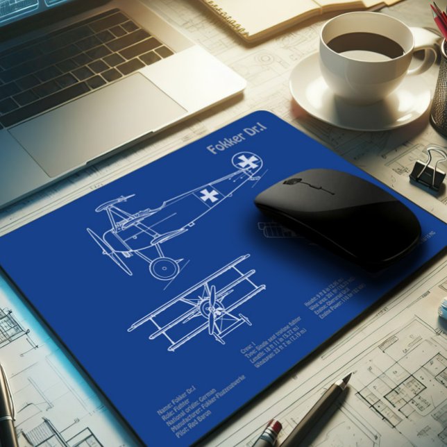 Tapis De Souris Red Baron Fokker Dr.1 - Plan d'avion AD (Créateur téléchargé)
