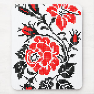 Tapis De Souris Red & Black Rose cross-stitch Russian Pattern