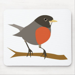 Tapis De Souris Red Breast Robin sur Branche