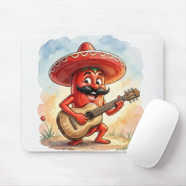 Tapis De Souris Red Chili Pepper Guitar Player (Avec souris)