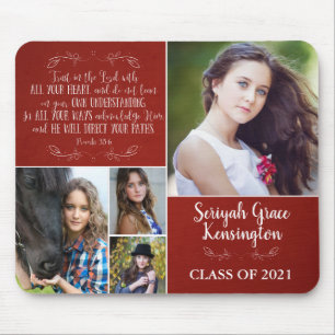 Tapis De Souris Red Christian Verse Graduation 4 Photo Collage