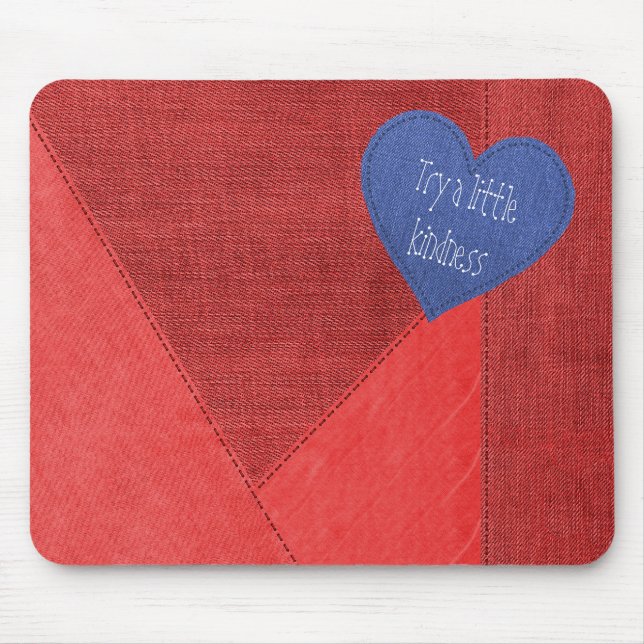 Tapis De Souris Red Denim Heart avec citation (Devant)