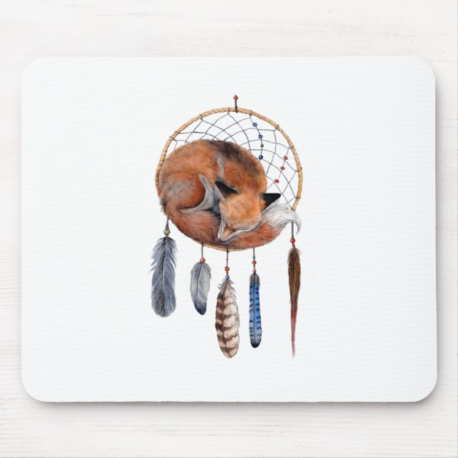 Tapis De Souris Red Fox dormant sur Dreamcatcher (Devant)