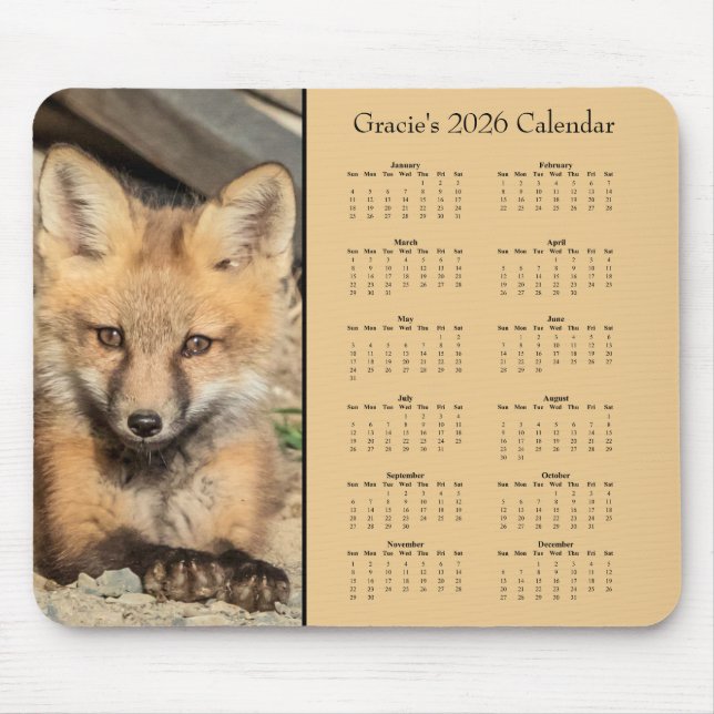 Tapis De Souris Red Fox Kit - Customizable full year 2025 calendar (Devant)
