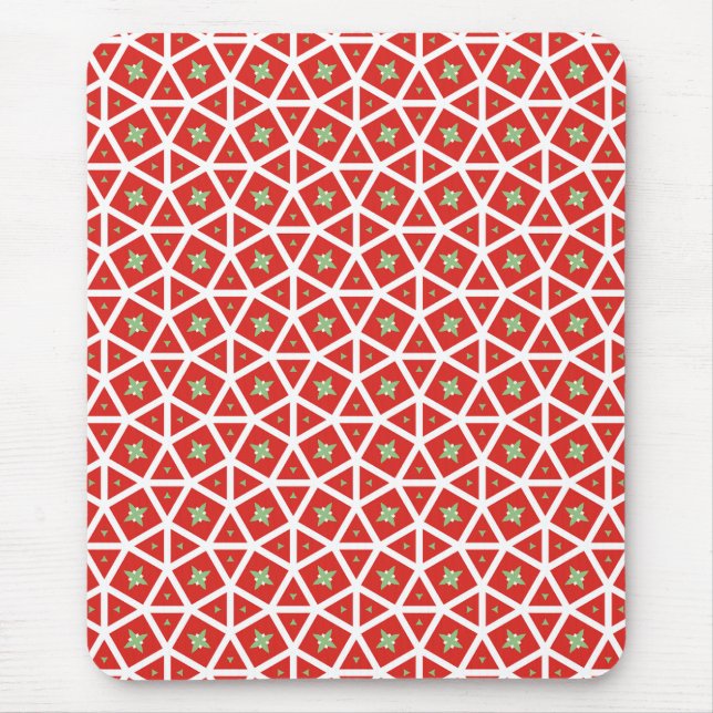 Tapis De Souris Red Holiday Geometric Star Design (Devant)