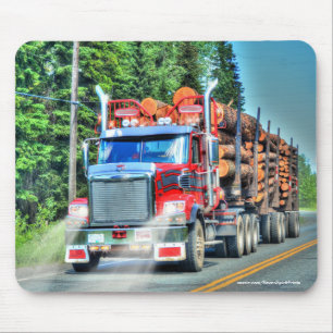 Tapis De Souris Red Logging Truck Highway Driving Art III