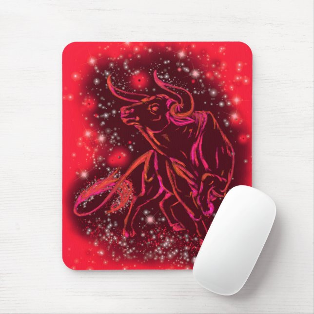 Tapis De Souris Red Mouse Pad Bull Courir À Starry Night (Avec souris)