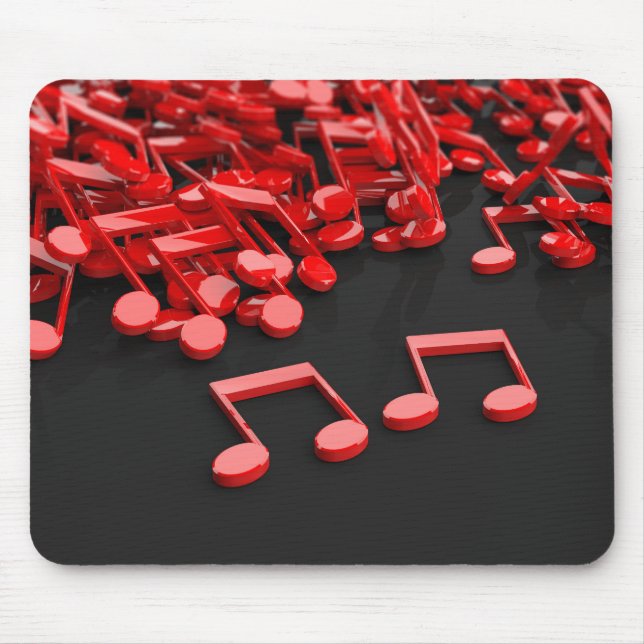 Tapis De Souris Red music notes on black background (Devant)