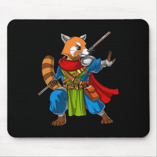 Tapis De Souris Red Panda Bear Ninja Samurai Warrior Funny Kung Fu