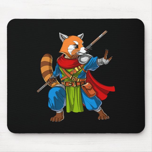 Tapis De Souris Red Panda Bear Ninja Samurai Warrior Funny Kung Fu (Devant)