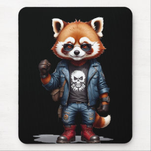 Tapis De Souris Red Panda Biker Rebel en cuir Jacket Cool Style