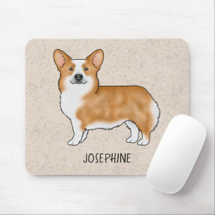 Tapis De Souris Red Pembroke Welsh Corgi mignon Chien Avec Nom Per