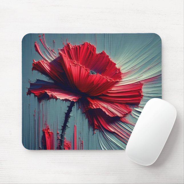 Tapis De Souris Red Poppy Abstrait (Avec souris)