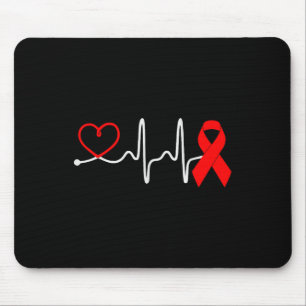 Tapis De Souris Red Ribbon Heartbeat Design for Heart Disease Awar