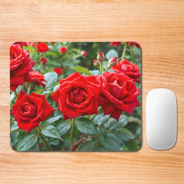 Tapis De Souris Red Roses Mouse Pad (Mouse pad with red roses)