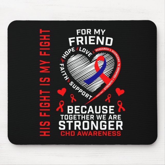 Tapis De Souris Red Son combat est mon ami de combat Chd Awareness (Devant)