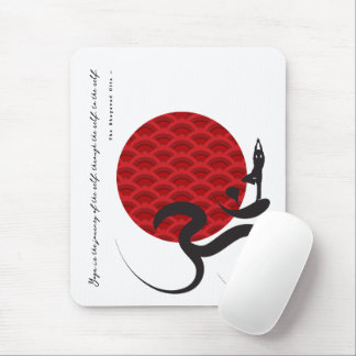 Tapis De Souris Red Sun Yoga Spirituel Indien Méditez Om Aum Logo