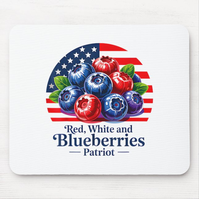 Tapis De Souris Red White And Blueberries Christian Patriotic  (Devant)