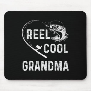 Tapis De Souris Reel Cool Grand-mère Retro Pêcheur Adulte Pour Les