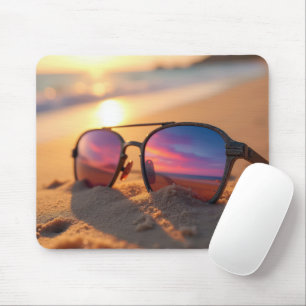 Tapis De Souris Reflet du coucher de soleil au bord de la mer dans