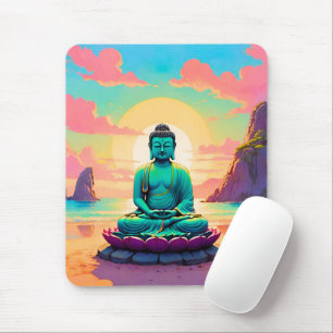 Tapis De Souris Reflet du coucher de soleil de Bouddha