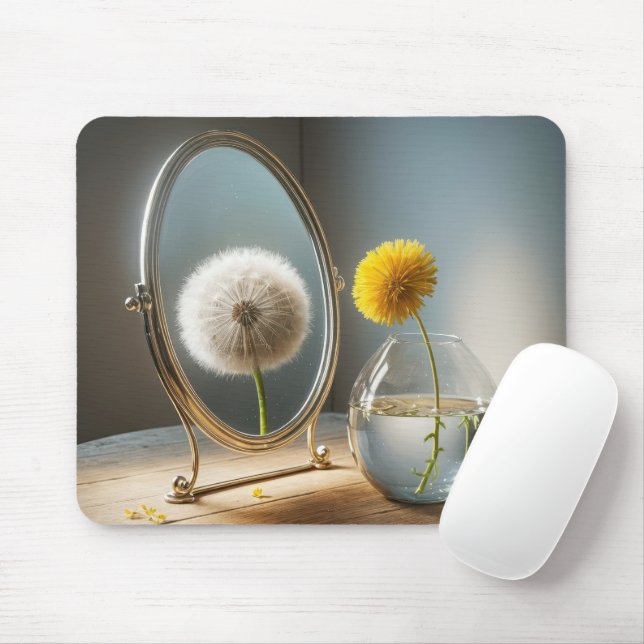 Tapis De Souris Réflexion de Dandelion en miroir (Avec souris)