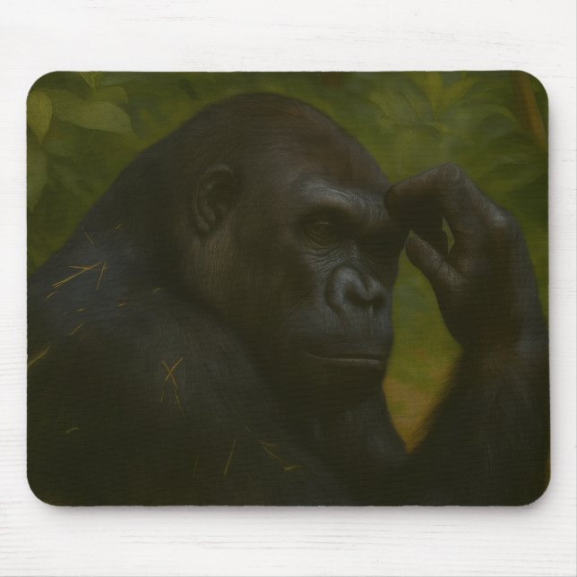 Tapis De Souris Réflexion de Gorilla - Portrait réfléchi de la fau (Devant)