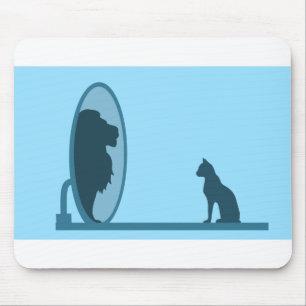 Tapis De Souris Réflexion du lion miroir de chat confiance Motivat