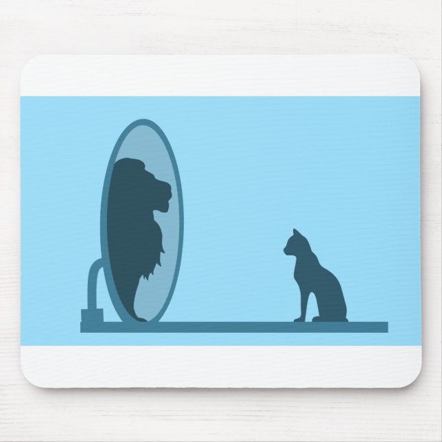 Tapis De Souris Réflexion du lion miroir de chat confiance Motivat (Devant)