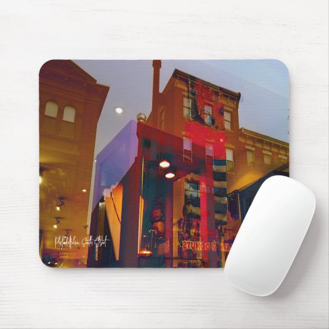 Tapis De Souris Réflexions rouges dans les rues de Philadelphie (Avec souris)