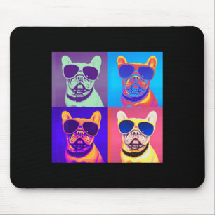 Tapis De Souris Regard Français Buldog Portant des lunettes de sol