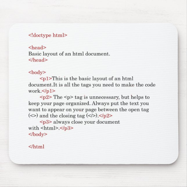 Tapis De Souris règles de HTML (Devant)