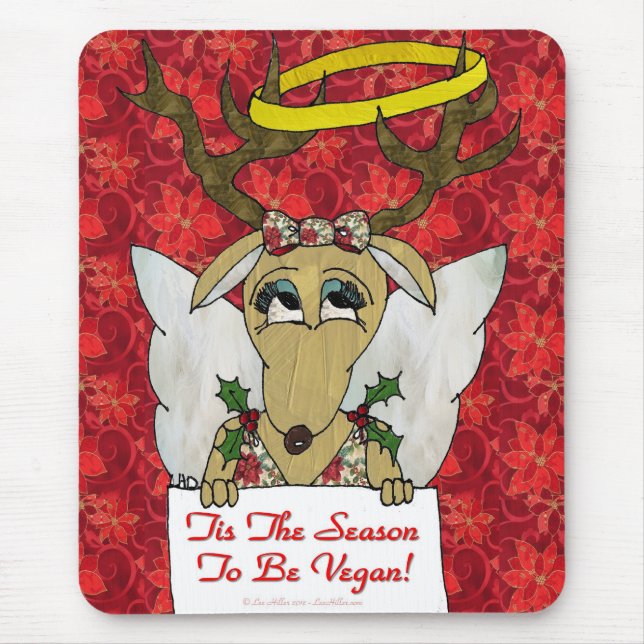 Tapis De Souris Reindeer Angel C'est la saison d'être Vegan (Devant)