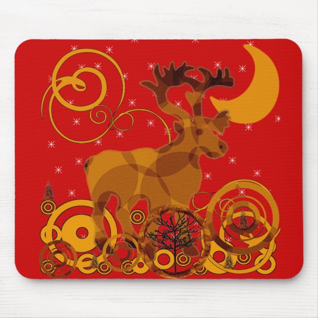 Tapis De Souris Reindeer Noël Vacances Cercles Abstraits Design (Devant)
